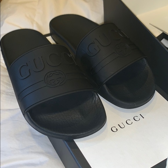 black womens gucci slides